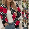 Women's Jackets Womens Military Classic Bomber Jacket Lightweight Zip Up Elegant Floral Print Long Sleeve Slim Basic Coats Outerwear