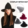 Rifornimenti del partito Cosplay moderno cappello da strega di lana da donna Lady realizzato dalla moda Festival di Halloween 2023 lana di pecora R0T4