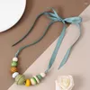 Pendant Necklaces Vintage Handmade Wood Beads Adjustable Long Choker Necklace For Women Boho Jewelry