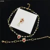 Luxury Love Pearl Diamond Necklace Ruby Rhinestone Earrings Metal Chain Pendant Eardrop Crystal Bracelet Anniversary Gift CYG23101705-6