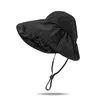 Chapeaux à large bord Mode Colle noire Vide Top Sun pour femmes Été UV Chapeau Big Beach Dames Shell Panama Floppy