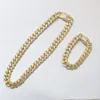 Collana cubana con zirconi ghiacciati da 12 mm Catena gioielli hip hop Oro argento Un set Chiusura CZ Collana da uomo Link 18-28 pollici275k