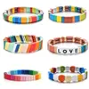 Pulseira de azulejo esmaltado trançado de amizade boêmia 2020 boho carta de amor verão arco-íris joias pulseiras mujer moda street244t