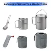 Camp Kitchen Lixada Pot Camping Water Cup Kubek Lekki 750 ml 350 ml Spork Outdoor Strewa 231017