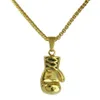 women 18K Gold GF Stainless steel boxing glove Pendant chain necklace N216B202J