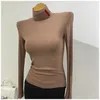 Woman Sweaters Wool Blouse Shirts Knit Tees Shirt High Neck Budge Collar Sweater Short Style Lady Slim Fit Jumpers Sweatshirt S-2XL