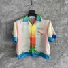 Nya män skjortor Casablanc Lucid Dreams Island Scenery Color Temperament Satin Short Sleeve Shirt218m