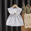 Robes de fille 2023 infantile enfant en bas âge enfants bébé filles robe à carreaux princesse fête sans manches vêtements d'été tenues