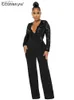 Kobiety Jumpsuits Rompers Spring Long Rleeve Serie Elegancju Elegancji Koronki Głębokie White Koronkowe Koronki One częściowy kombinezon dla kobiet Festiwal Festiwal 2022L231017