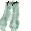 Vocaloid Hatsune Miku Hakkında Detaylar Çift Yeşil Ponytails Kadınlar İçin Sentetik Cosplay Peruk326m