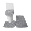 Housses de siège de toilette 3 pièces tapis de bain housse d'abattant de toilette doux housse de siège de toilette coussin épais en peluche coussinets chauds salle de bain décoration tapis tapis de sol antidérapant 231013