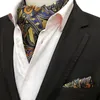 Szyi krawaty 2pcs mężczyźni Jacquard Pocket Square Groom Wedding Tuxedo Cravat Ascot Scrunch krawat Paisley Polka kropka krawat chusteczka z zestawem 231013