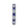 Trouwringen CAOSHI Mode Helderblauw/Wit Zirkonia Ring Dame Verlovingsceremonie Sieraden Stijlvol Veelzijdig Vingeraccessoires Cadeau