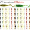 Appâts Leurres JYJ 4 cm 100 pièces en plastique souple artificiel isca pesca queue protéine Grub leurre pêche ver moggot grub appâts 231017