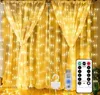 Christmas Decorations Curtain LED String Lights Fairy Decoration With Remote Control Hook Wedding Garland Lamp For Bedroom Home Holiday 231017