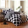 Bedding sets Black And White Set Grid Lattice Bed Linen Simple Summer Duvet Sets Cover King Size Comforter Queen Twin Bedroom Luxury 231017