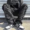 Jeans masculinos Hip Hop Hop Jeans Tassel rayado Relabia de jeans holgados rectos Pantalones Harajuku Fe Solid Streetwear Casual Davensl231017