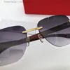 Nouveau design de mode lunettes de soleil carrées 0286O monture en métal lentille sans monture temples en bois style simple et populaire lunettes de protection UV400 en plein air