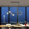 Lampes suspendues Nordic Restaurant Lights Moderne Simple Luxe Creative Art Magic Bean Lampe Strip Salon Salle à manger Lustre