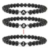 Strand 26 Letters Beads Bracelet Matte Black Natural Stone A-Z Initial Alphabet Bangle For Men Women Friends Couple Lovers Jewelry