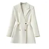 Ternos femininos branco terno casaco primavera outono 2023 moda coreano manga longa blazers mulheres jaquetas casuais senhoras do escritório blazer topos