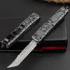 Coltello tattico automatico H1103 di alta qualità VG10 Lama in acciaio di Damasco CNC Manico in alluminio aeronautico rivestito 3D Coltelli tattici di sopravvivenza all'aperto con borsa in nylon