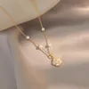 Anhänger Halsketten Koreanische Mode Klassische Einfache Weiße Kamelie Blume Titan Stahl Halskette Frauen Geschenk Bankett Schmuck 2023