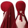 Foulards Perle Solide Couleur Heavy Hijab avec Bonnet Corde Élastique Utilisation Gratuite Style Châles Voile Pour Couvre-tête