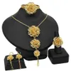 Luxuriöse handgefertigte Blumen-Dubai-Schmucksets mit afrikanischen Goldfüllungen, Modeschmuck, Brautjungfern-Geschenk für Frauen211C