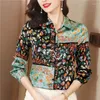 Damesblouses Satijn Bedrukt Vintage Overhemden FASHION Zijde Losse Polo Halzen Dameskleding Lente/Zomer Lange Mouwen Tops