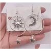 Fascino 20 paia orecchini sole luna stella orecchini tibetani sier orecchini a cerchio boho regalo pagano orecchini gioielli celesti Dhil1