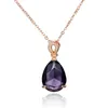 Pendentif colliers solide 18 K or Rose 45 cm collier améthyste topaze femmes 18 K bijoux violet Naszyjnik Collares Mujer pendentifs 231017