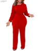 Dames Jumpsuits Rompertjes Dames Jumpsuit Lange mouw Hoge taille Slim Fit Dames Overalls Rood Afrikaans Elegant Classy Big Size One Piece Rompertjes Herfst NewL231017