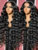 40 Inch Diepe Golf 250% Lace Front Menselijk Haar Pruiken Braziliaanse 13X4 Kant Fronrtal Lijmloze Synthetische Zwarte pruik Voor Vrouwen