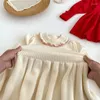 Robes de princesse pour filles, tenue de princesse Vintage tricotée, ligne a plissée, douce et chaude, pull à manches longues pour tout-petits, automne et hiver