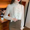 Women's Blouses Ruffled Chiffon Shirt Autumn And Winter Clothes 2023 Fashion Beautiful Top Long Sleeve Office Lady Undershirt