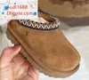 Crianças da criança tasman chinelos designer tazz sapatos de bebê pele castanha slides pele carneiro shearling ultra mini bota inverno mulas deslizamento-on