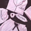 jrmissli pajamas 여자 7 조각 핑크 잠옷 세트 새틴 실크 섹시 란제리 홈웨어 잠자기 잠옷 세트 피하마 여자 t200110278p
