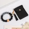 Kartenhalter 1PC Frauen Multi Wallet Münze Silikon Perlenarmband Solide Tasche Armband Schlüsselanhänger Quaste
