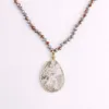 ZWPON mode or tresse goutte d'eau pierre naturelle pendentif collier pierre naturelle perles collier pour femme bijoux Whole187i