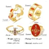 Clusterringen WILD FREE Trendy oranje emaille roestvrij staal voor vrouwen Chique prachtige verstelbare ring waterdichte sieraden