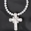 Ketten Karopel Mode Hip Hop16 18 20 24 Zoll Tennis Kette Hop Kreuz Anhänger Halskette Out Männer Frauen Weihnachten Schmuck geschenk313T