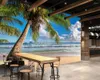 Wallpapers papel de parede coco palmeira na bela praia ao nascer do sol cenário natural papel de parede sala de estar tv sofá parede quarto mural