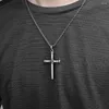 Pendentif Colliers Vintage Nails Cross Collier pour hommes en acier inoxydable Priez religieux Bijoux masculins