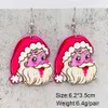 Christmas Drop Earrings Fashion Double-sided Hot Pink Santa Claus Dangle Love Heart Letter Acrylic Charm Earring Women Lady Girls Gifts Cartoon Street Party Jewelry