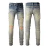 Men jeans designer jeans brev tryckt jean long flodhäst klistermärke broderi smal denim rak streetwear mager byxa orolig rippad cyklist smal passform 29-38