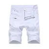 Summer Mens denim Slim Casual Kne Length Short Hole Jeans For Men Straight Bermuda Masculina White Black Red248f