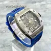 Men's Quartz Wristwatch Swiss RM Wrist Watch Rm010 Series Rm010 Titanium Metal Barrel Type Hollow Out Dial Used Luxury G9Z2