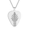 Pendant Necklaces CHENGXUN Stainless Steel Guitar Pick Necklace Engraved Musician Jewelry Birthday Party Gifts For Men And Women