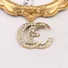 18K Gold Plated Charm Brand Brooch Double Letter Designer High Quality Pin for Women Retro Diamond Brooches Wedding Party Gift Jewerlry 20style